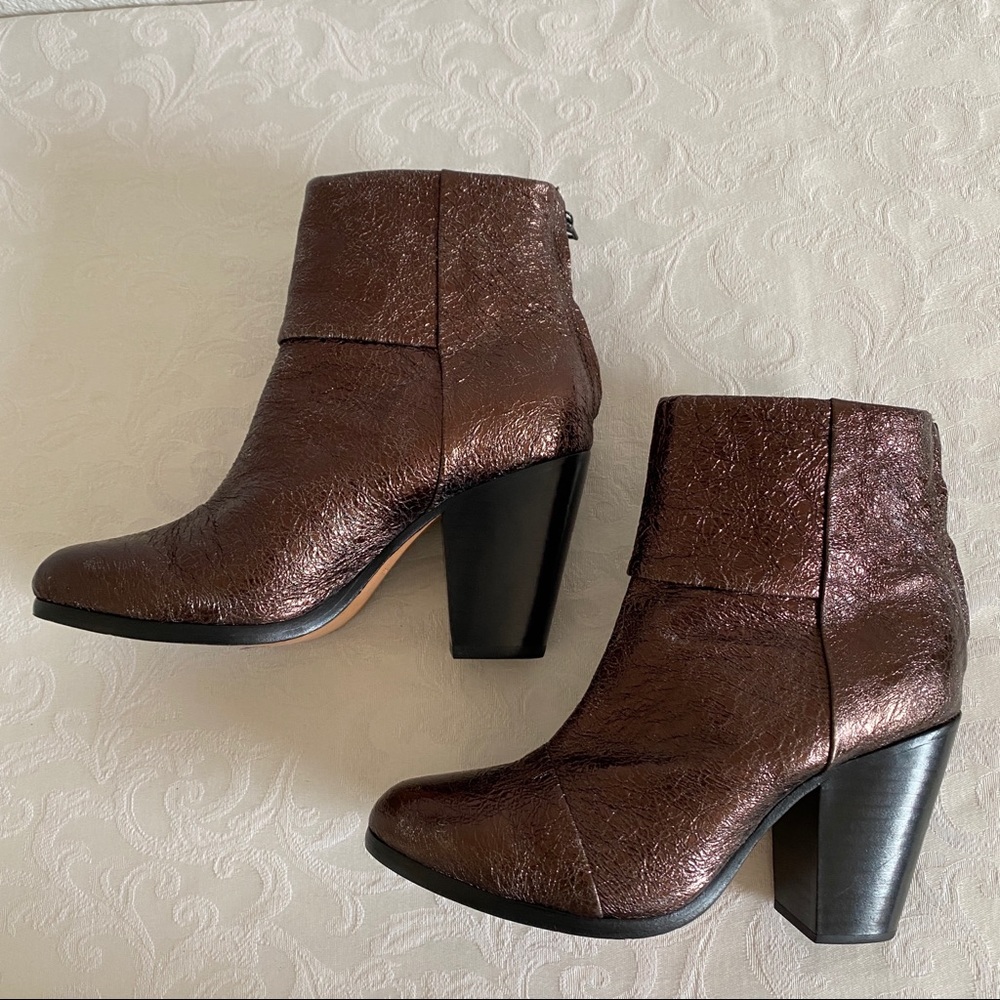 Rag & Bone Bronze Newbury Leather Ankle Boots